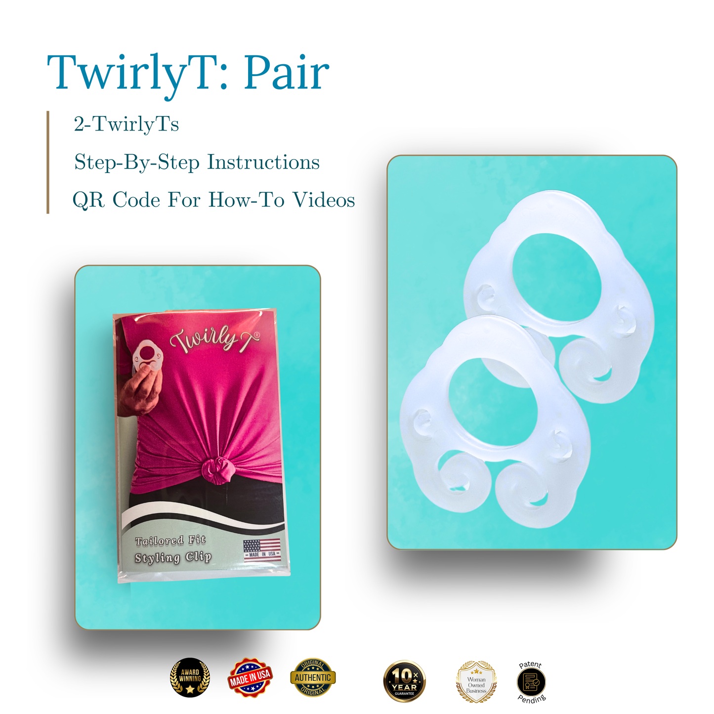 TwirlyT Tailored Fit Styling Clip: 1 Pair (2) Clips